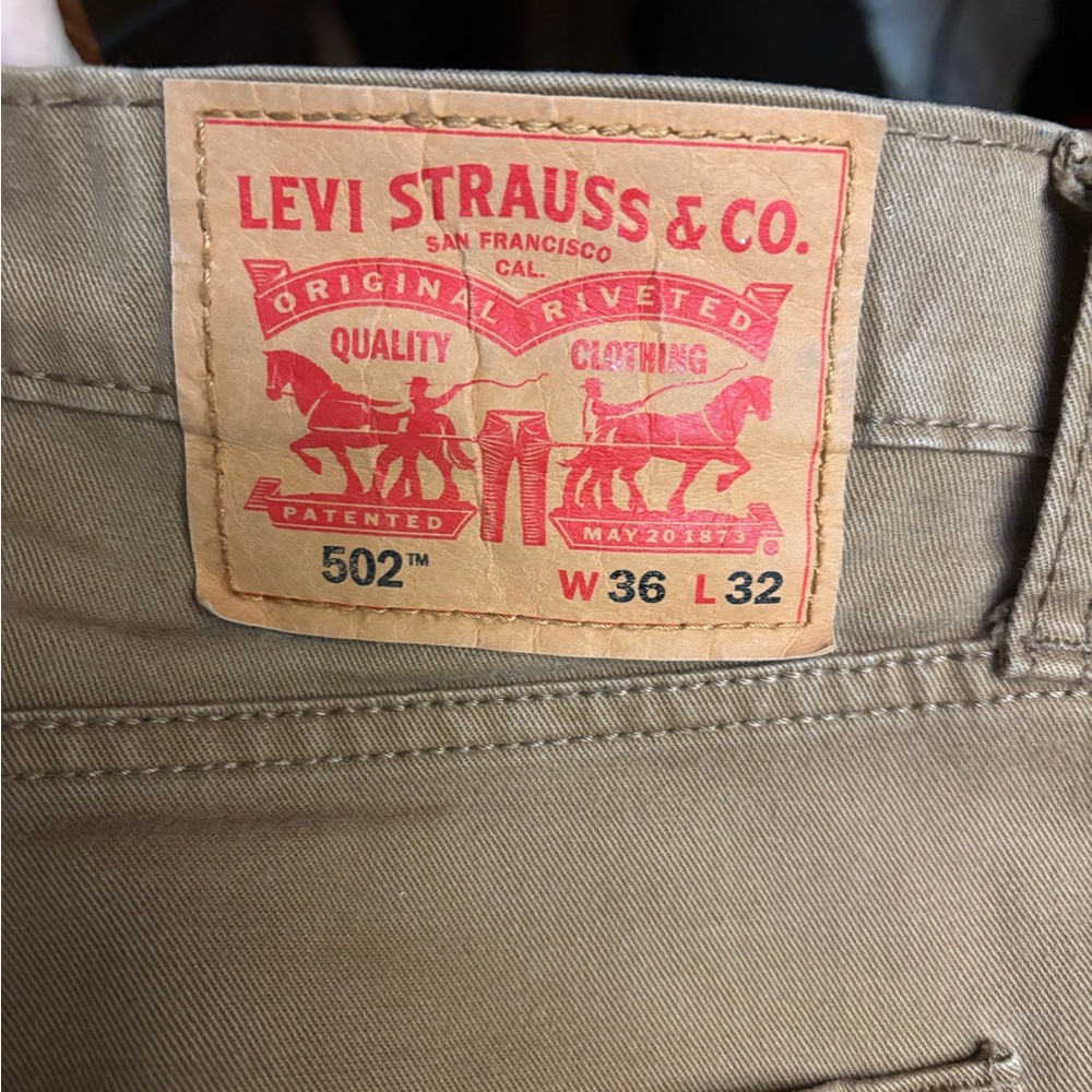 Levi Men’s Khaki Colored 502 Jeans 36W 32L